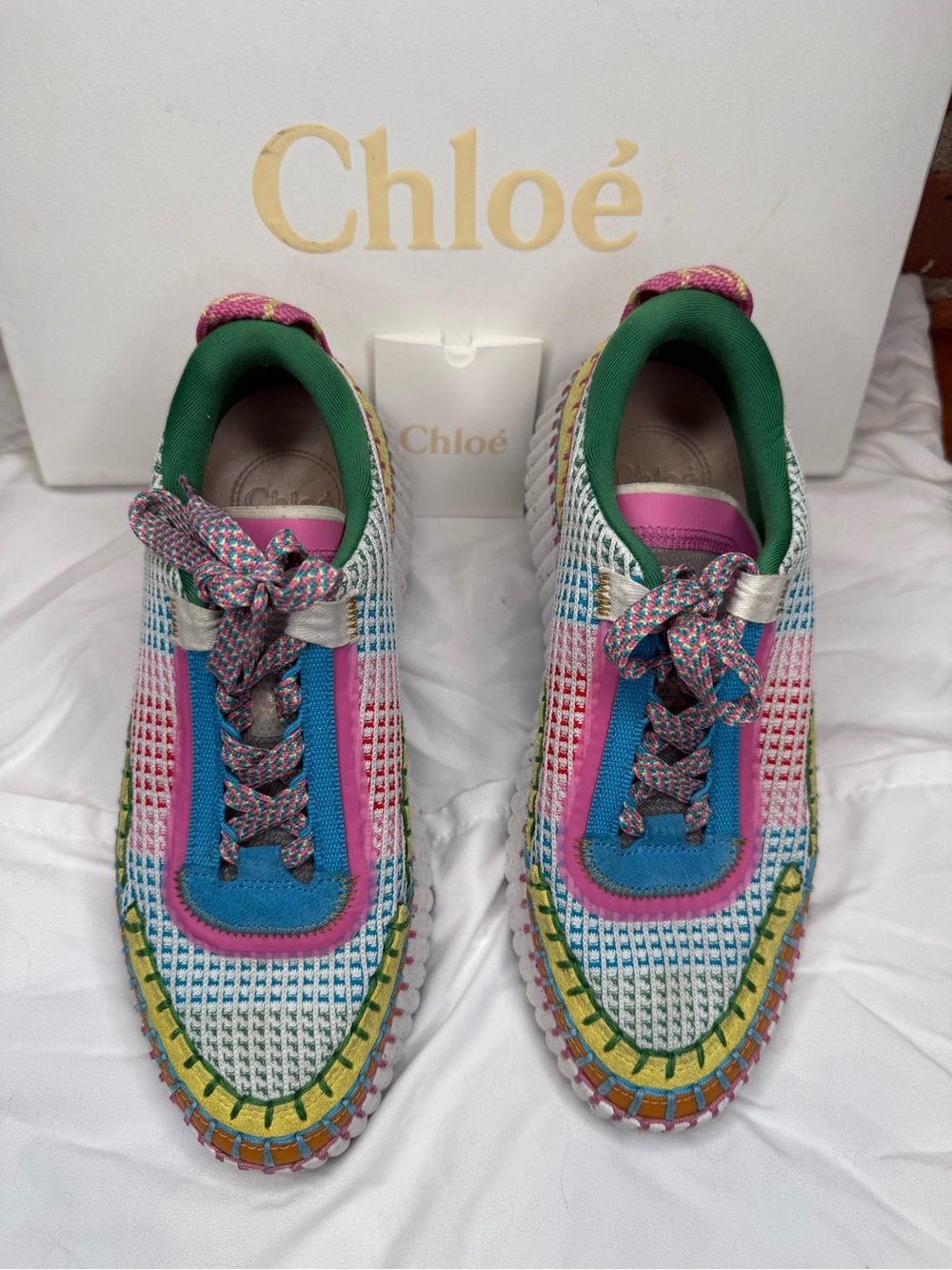Chloé Multicolor Woven Platform Sneakers